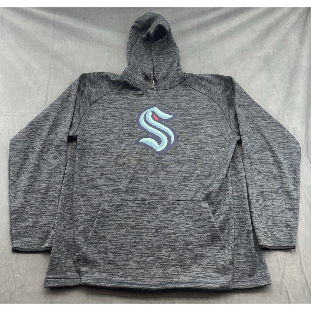 Seattle Kraken Heather Gray Hooded Sweatshirt Men's Large Hockey NHL Team WA